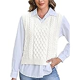 Tanst Sky Womens Sweater Vest V Neck Sleeveless Solid Casual Cable Knit Pullover Tops