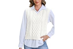 Tanst Sky Womens Sweater Vest V Neck Sleeveless Solid Casual Cable Knit Pullover Tops