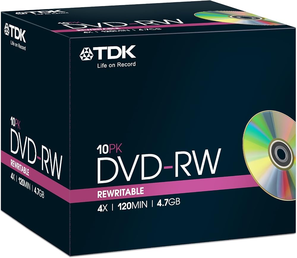 TDK 10pk DVD-RW 4.7GB Recordable Rewritable Media Discs