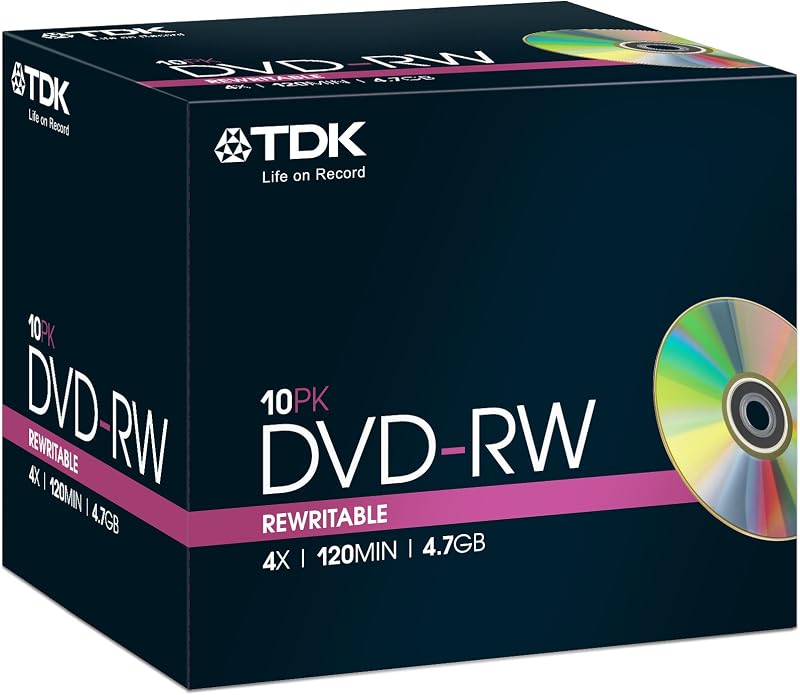 TDK 10pk DVD-RW 4.7GB Recordable Rewritable Media Discs