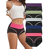 Buankoxy Women's High Waist Cotton Underwear Plus Size Soft Brief Panties 5 Pack