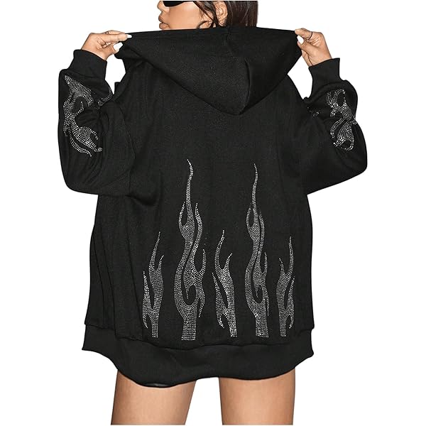 Womens Hoodie Shein Black Zip Up Hoodie Verdusa Hoodie SHEIN