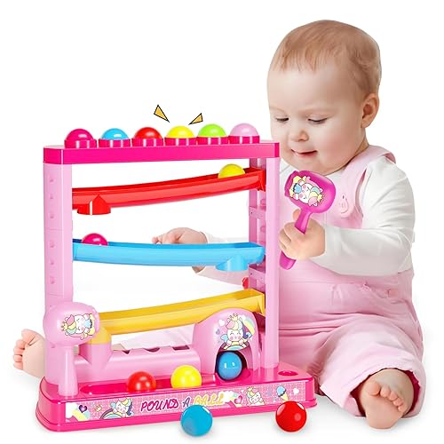 OCHIDO Montessori Toys for 3+ Years Old Kids Girls, Pound A Ball Toys  Included Hammer 12 Balls,Gifts for Girl Age 3+, Interactive Toy for 