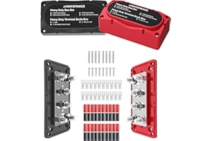 jamgoer 450A Bus Bar 12v Power Distribution Block 6 x 5/16"(M8) Terminal Block Heavy Duty Waterproof Buss Bar Junction Block Marine Battery Bus bar for Automotive Boat Solar System