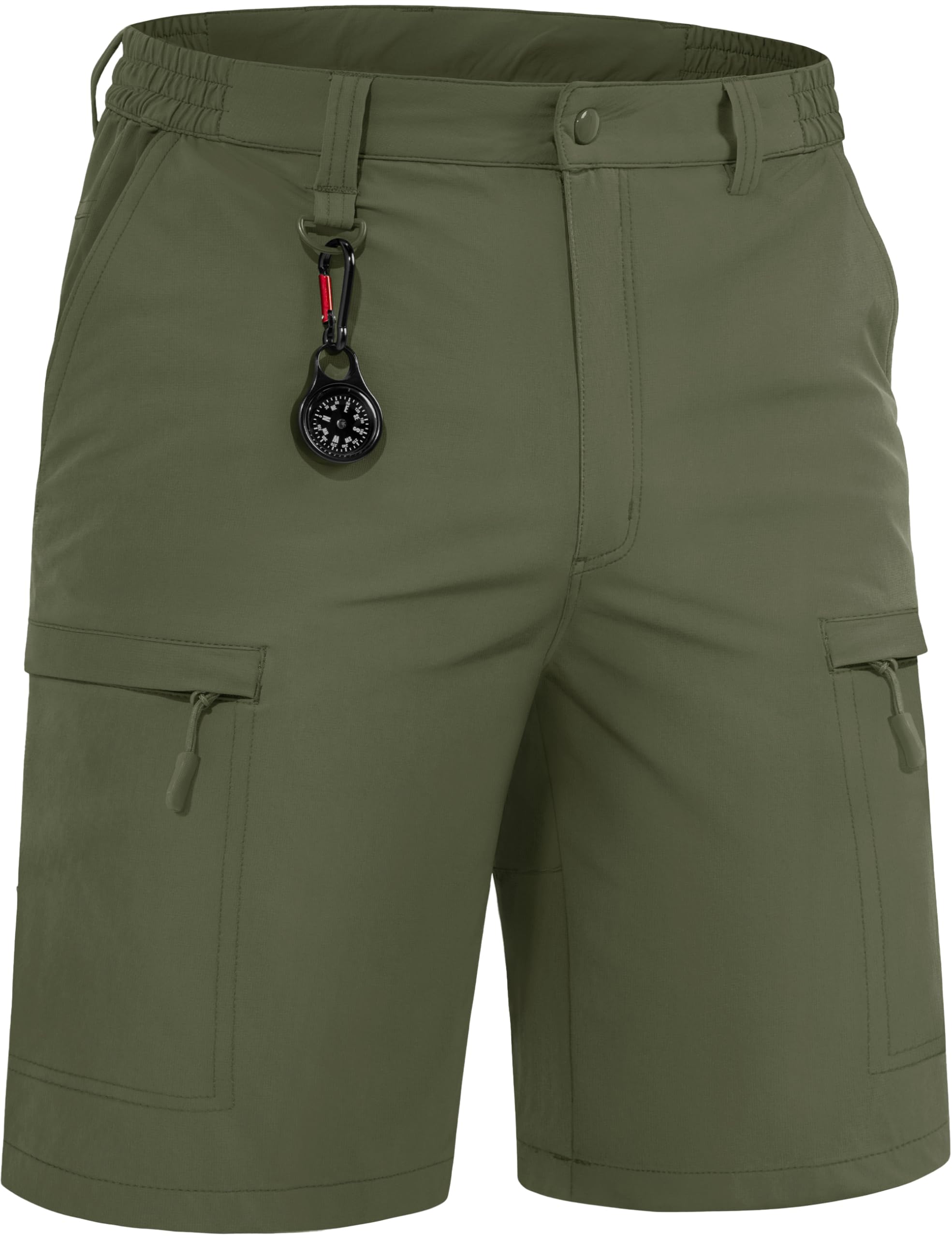 Photo 1 of **MINOR DAMAGE(HAS A HOLE, SHOWN IN PHOTO)**TACVASEN Mens 10" Cargo Shorts Hiking Quick Dry Lightweight Water Resistant Golf Workout Shorts with Pockets Army Green