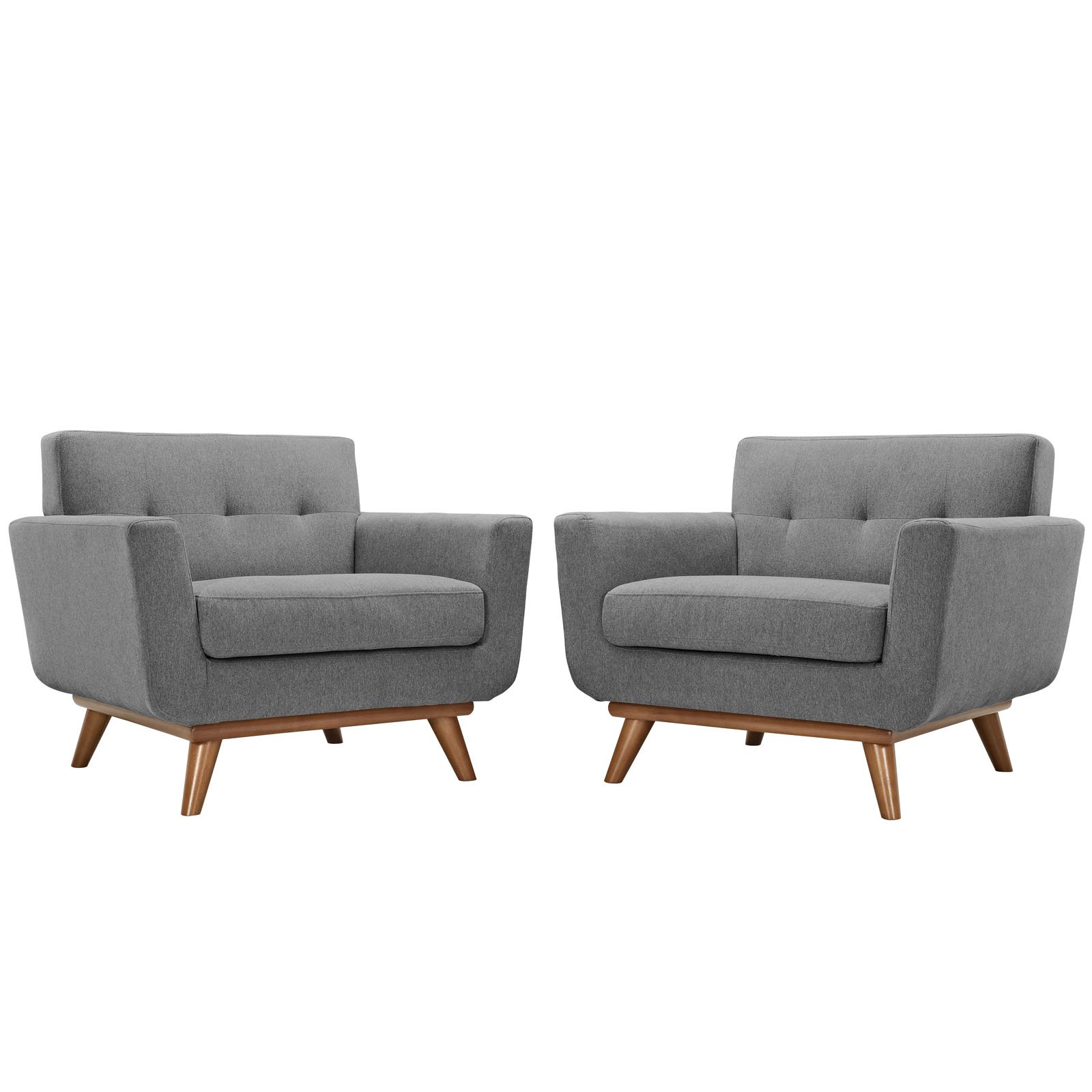 Photo 1 of Modway Engage Mid-Century Modern Upholstered Leather Two Armchair Set in Expectation Gray