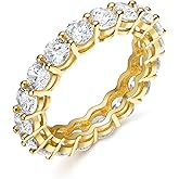 Gemsme 18K Yellow Gold Filled Cubic Zirconia Eternity Band Ring for Women Size 5-10