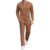 COOFANDY Men's 2 Piece Tracksuit Set Polo Athletic Sweatsuit Quarter Zip Jogging Long Sleeve Casual Sports Outfits