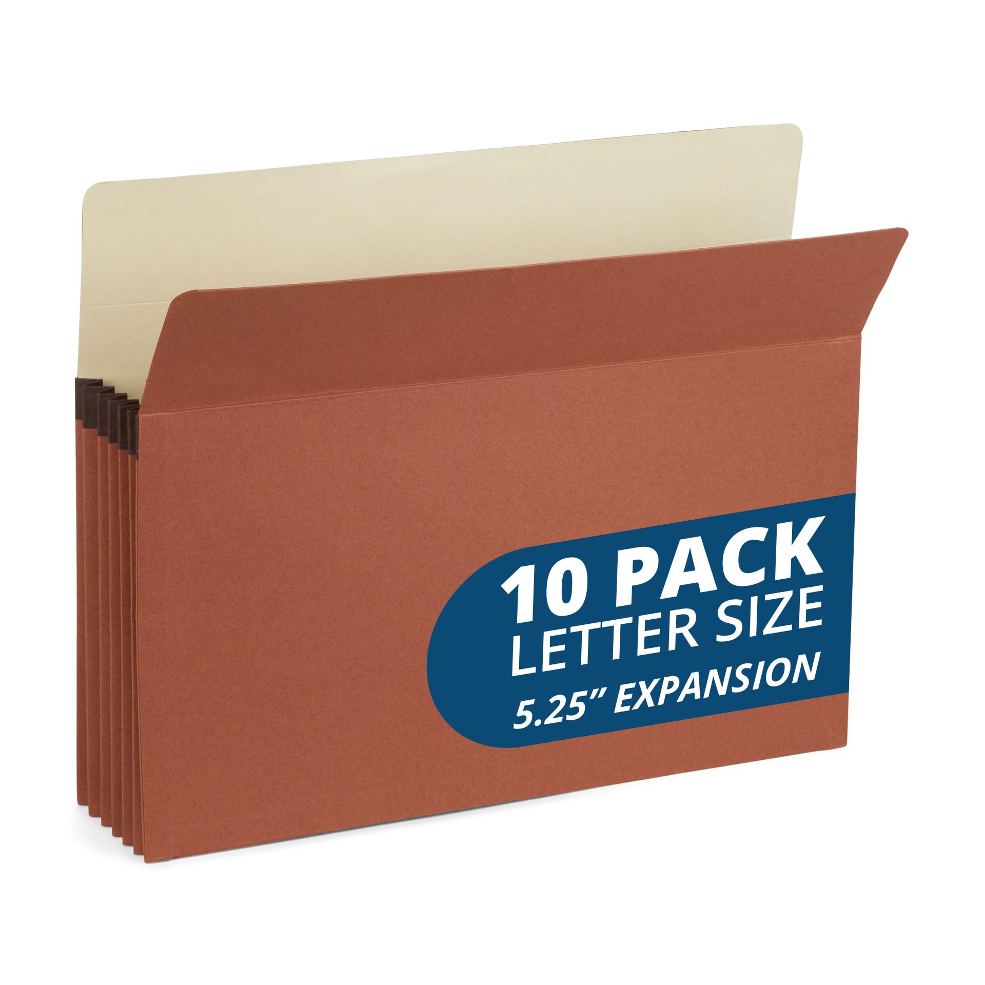 Photo 1 of Blue Summit 10 Redwell Folders Letter Size, Brown Accordion File Folders, 5.25” Red Rope Expandable Pockets, Expanding Organizer