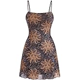 Milumia Women's Summer Mini Dress Vintage 90s Spaghetti Strap A Line Mesh Short Dresses Sun Dress