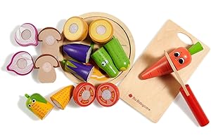 Bc Babycare Kids Wooden Fruit Cutting Toys Set 8 Vegetables and 3 Cooking Toddler Pretend Kitchen Food Play Toy for Boys and Girls