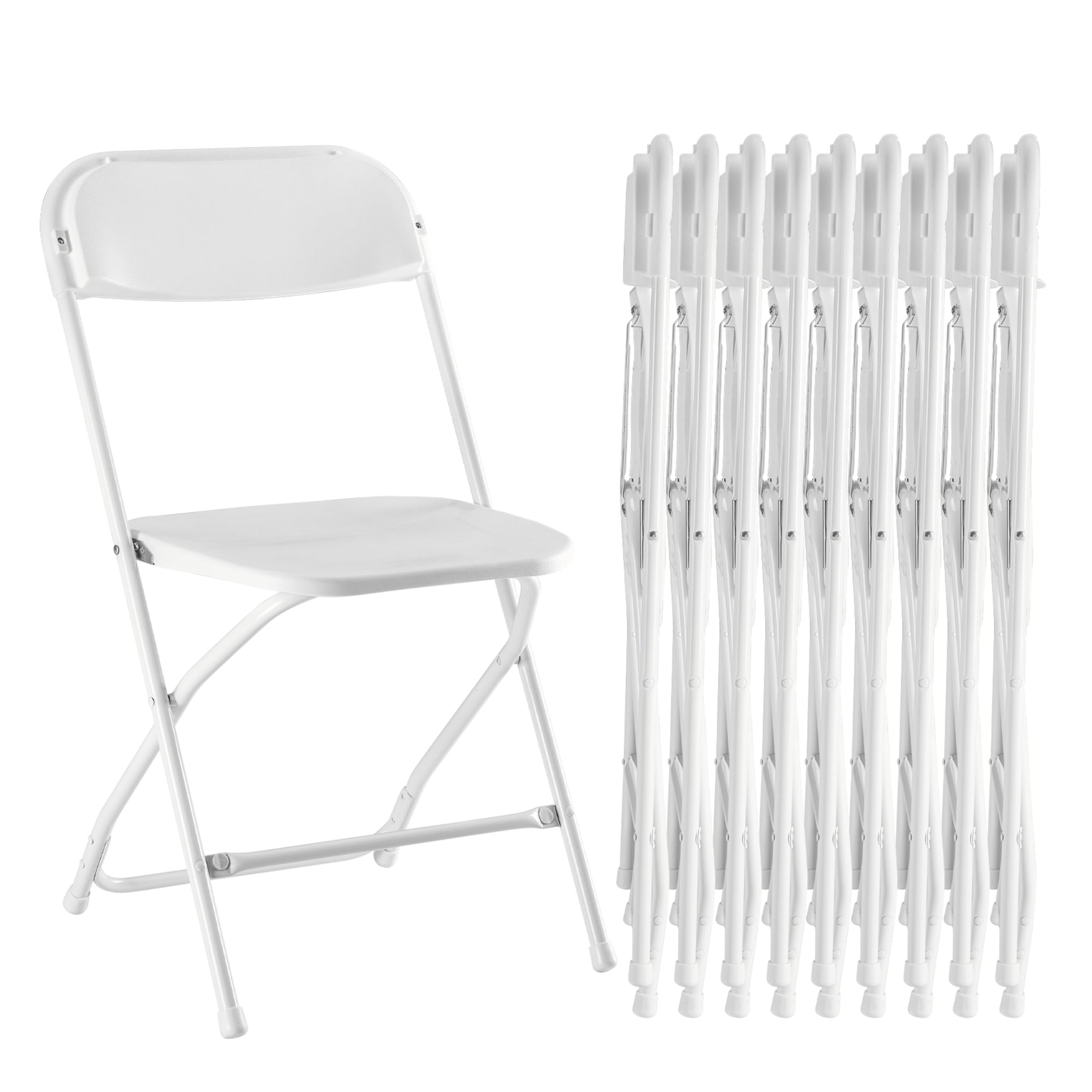 Photo 1 of  Foldable Stackable Portable Chairs with Metal Frame 330lb Capacity, for Indoor Outdoor Use, Commercial Event Chairs for Party, Wedding, Office, White
