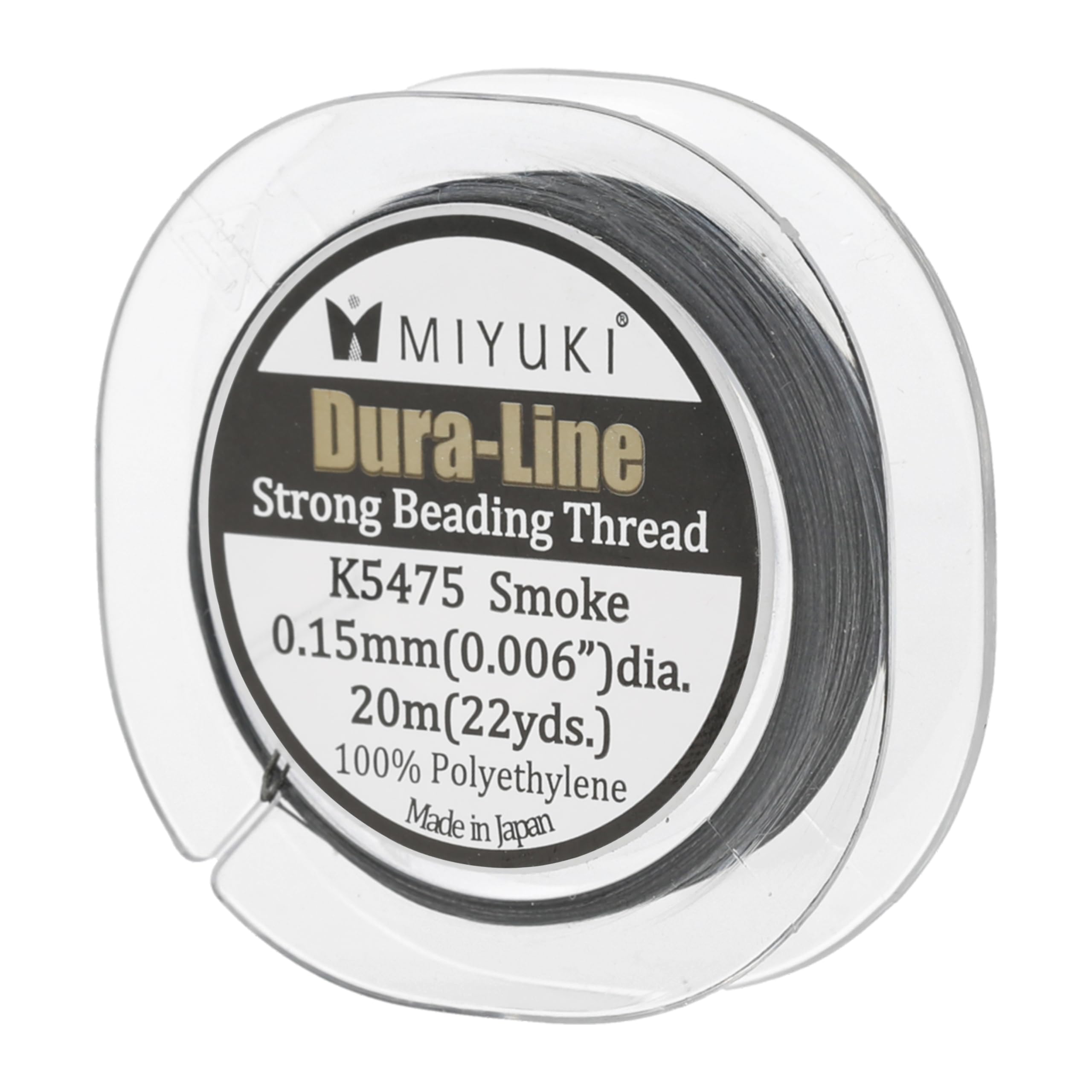 Miyuki Dura-Line Beading Thread – Durable Braided String, Smoke, 0.15 mm in Diameter, 20-Meter Spool
