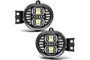 2PCS Led Fog Lights with DRL Compatible with Dodge Ram 1500 2002-2008, Ram 2500 3500 2003-2009, Durango Truck 2004-2006,Black