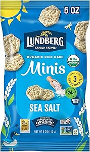 Lundberg Organic Rice Cake Minis, Original Sea Salt – Mini Rice Cakes, Healthy Snacks for Adults and Kids, Vegan Snacks, Glut