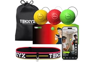 TEKXYZ® Reflex Ball with Counter App | Online Community for Boxing Ball, Perfect for Reaction, Agility, Punching Speed, Fight Skill and Hand Eye Coordination | Stocking Stuffer Gift for All Ages