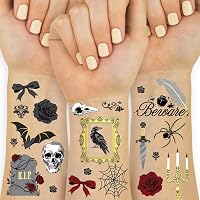 192 Stück 'Til Death Do Us' Temporäre Tattoos – Gothic Brautparty, Junggesellinnenabschied, Halloween (16 Bögen)