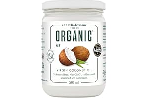 Eat Wholesome Organic Raw Virgin Coconut Oil in Glass Jar, 500 ml (Pack of 1)