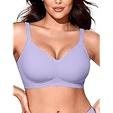 Vertvie Women Seamless Jelly Bras No Underwire Supportive Wireless Push Up Full Coverage Bralette Comfy Scalloped T-Shirt Bra