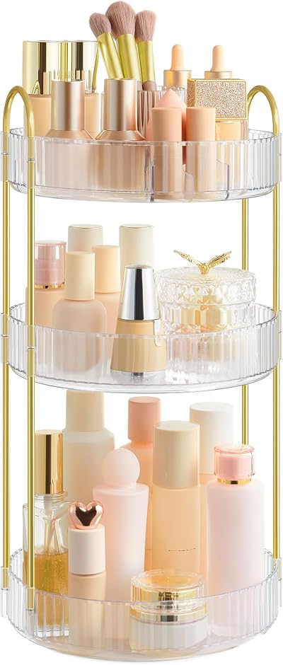 SONGMICS Rotating Makeup Organiser 3-Tier Round Vanity Organiser