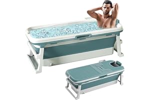 Portable Bathtub for Adult Foldable, 52 inch Collapsible Folding Soaking Tub, Ice Hot Bath Spa Tub with LCD Display, Freestan
