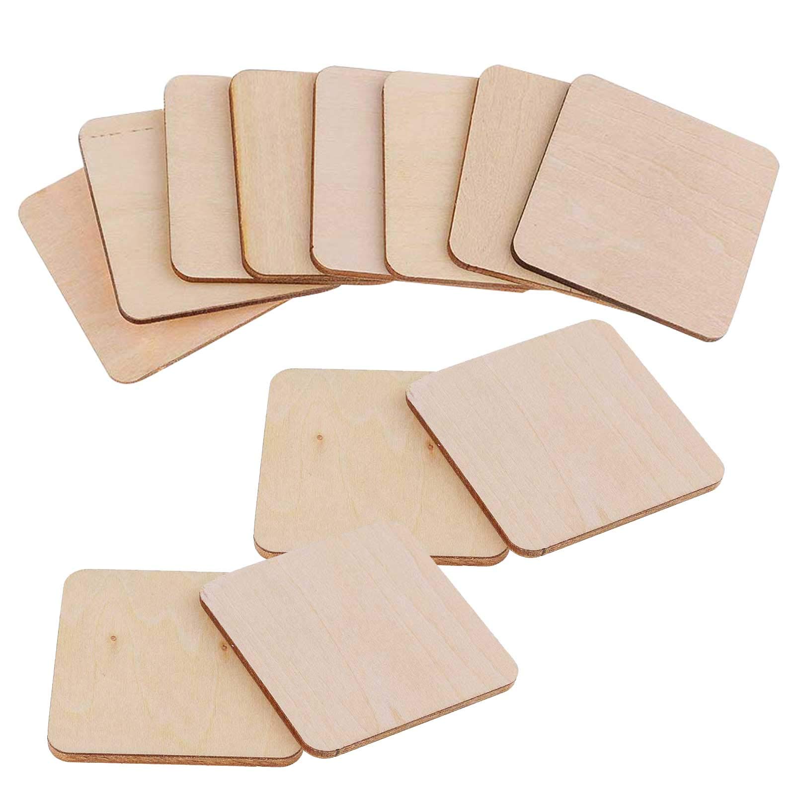 12 PCS Wooden Square Coasters Shapes Blank Unfinished Plain Wood Pieces Wooden Plaques Blank Squares for DIY Arts Craft Project Pyrography Art Laser Engraving Carving Painting Wood Burning