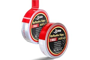 Dynta Reflective Tape Safety Reflector DOT-C2 1Inch x 30Ft Waterproof Adhesive Conspicuity Red and White Tape for Trailer, Trucks, Cars,Yachting,Outdoor 2 Rolls (1Inch x 15Ft)