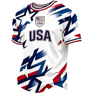 EKIYVO Soccer Jerseys for Men American Flag USA Team Fans Cup Shirts Mesh Quick Dry Performance Athletic Shirts