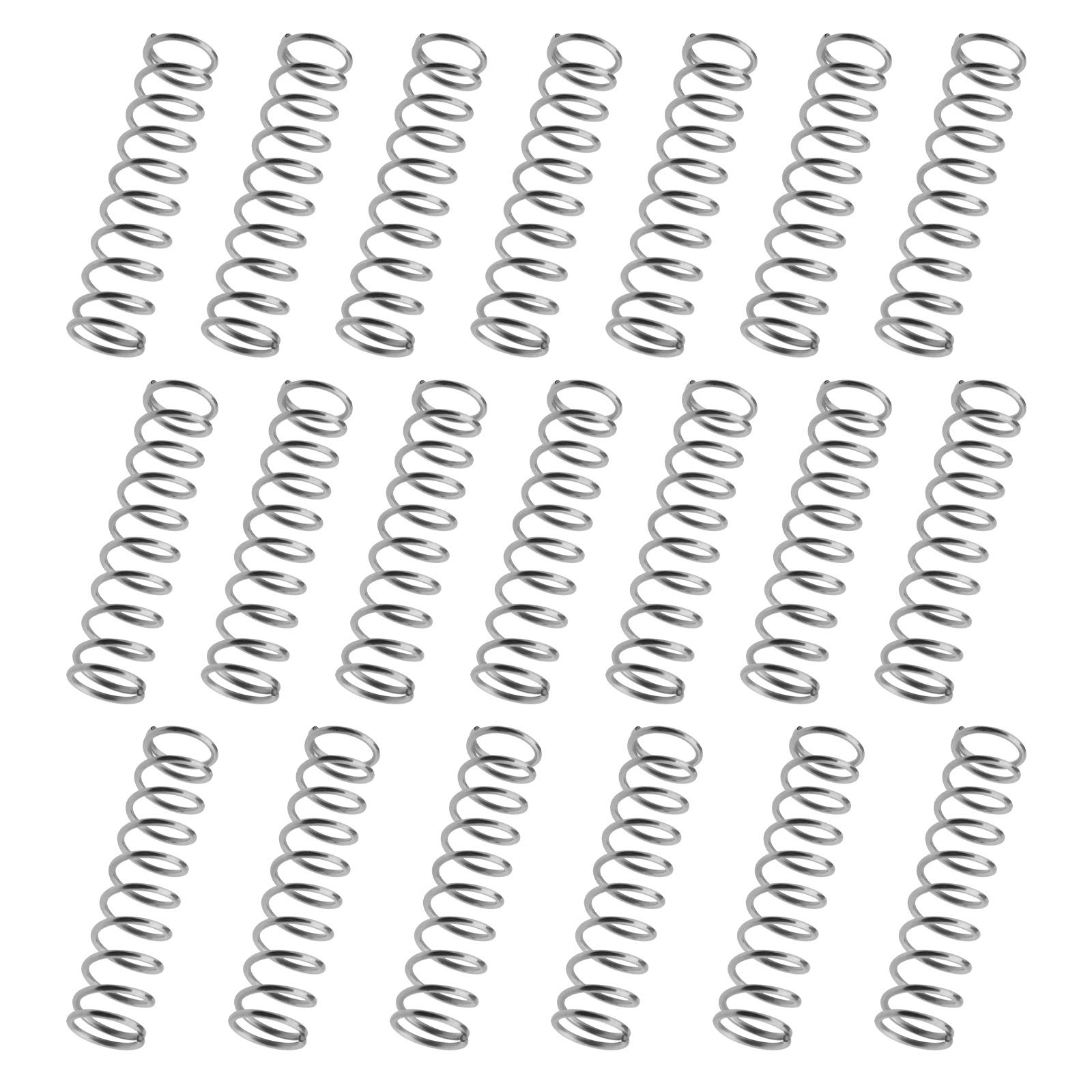 Create idea 20x Coil Compression Springs Stainless Steel 1.2mm Wire Dia 10mm Outer Dia 40mm Length Silver for Household Applications