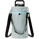 Linkidea Water Bottle Carrier Compatible with YETI Rambler Bottle 18oz/26oz, Owala FreeSip 24oz, Waterbottle Sling Bag Holder with Shoulder Strap, Grey