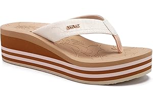 ONCAI Women’s Platform Wedge Flip Flops Trendy Dressy Womans Summer Flatform Sandals with Comfortable Walking Outdoor Rubber Soles (US Size 5-11)