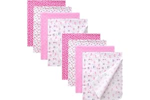 Gina Era Cotton Flannel Receiving Blankets Baby 8 Pcs, Baby Swaddle Blankets, Baby Flannel Blanket 30 X 30 Inch for Boy Girl (Style-13)