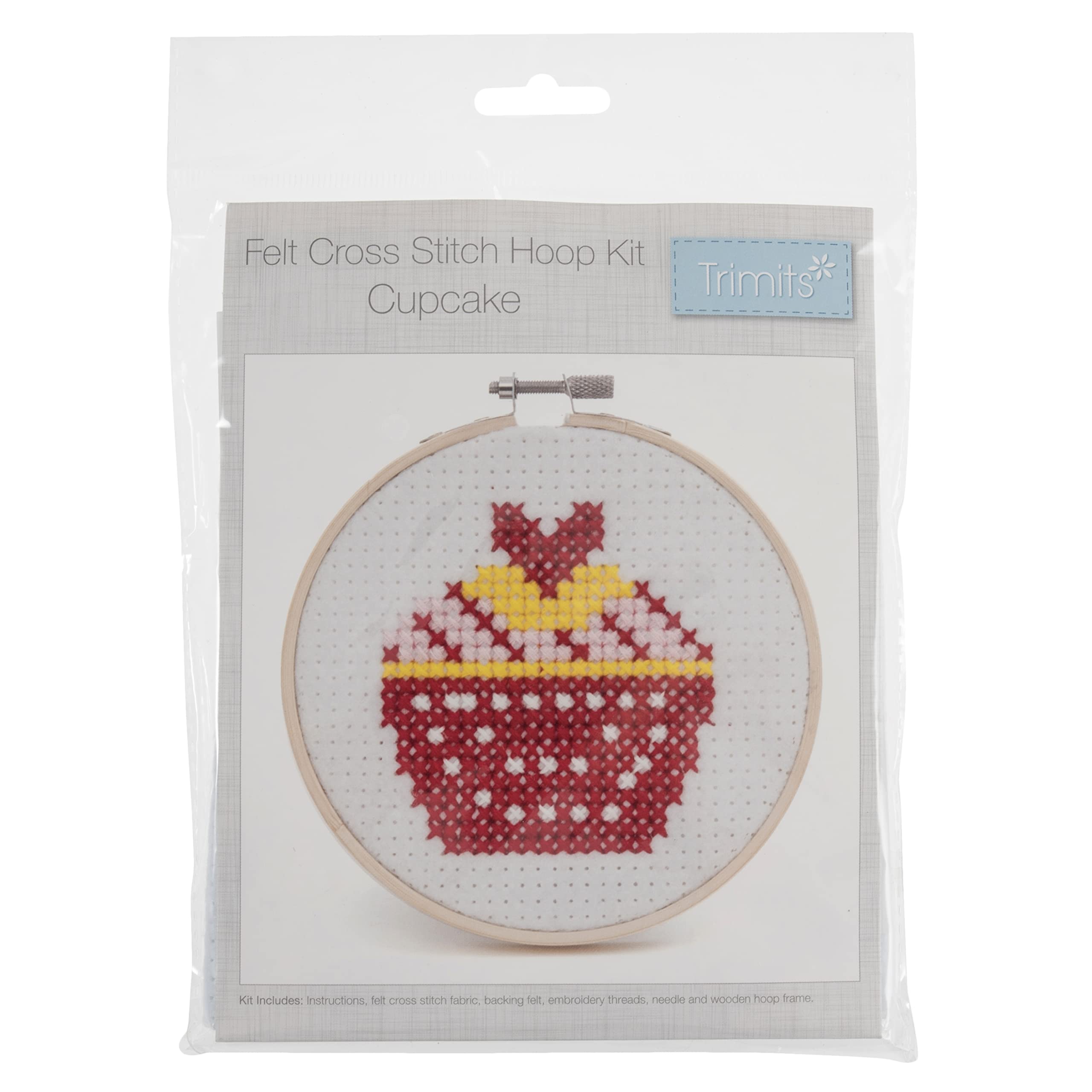 Trimits Cross Stitch Kit with Hoop: Cupcake