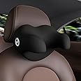 SPRFUFLY U-Shaped Car Headrest Pillow for Sleeping, 100% Memory Foam Car Pillow with Breathable Removable Cover, Ergonomic Design - Ideal Car Companion for Naps & Neck Pain Relief (Black, 1PC)