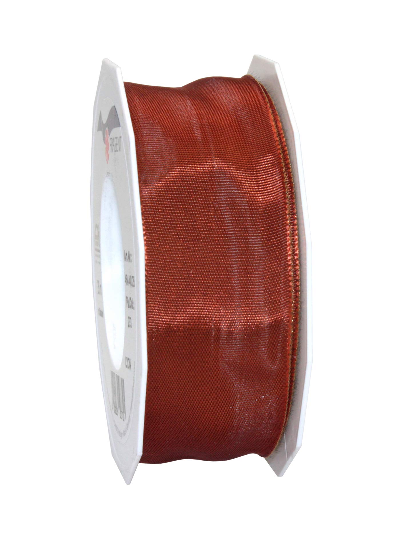 Präsent - Lyon Wired Taffeta Ribbon Cinnamon 40 mm Width, 25 m Length
