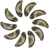 Heyu-Lotus 15pc Vintage Shell Cup Drawer Handles Antique Brass Cabinet view 5