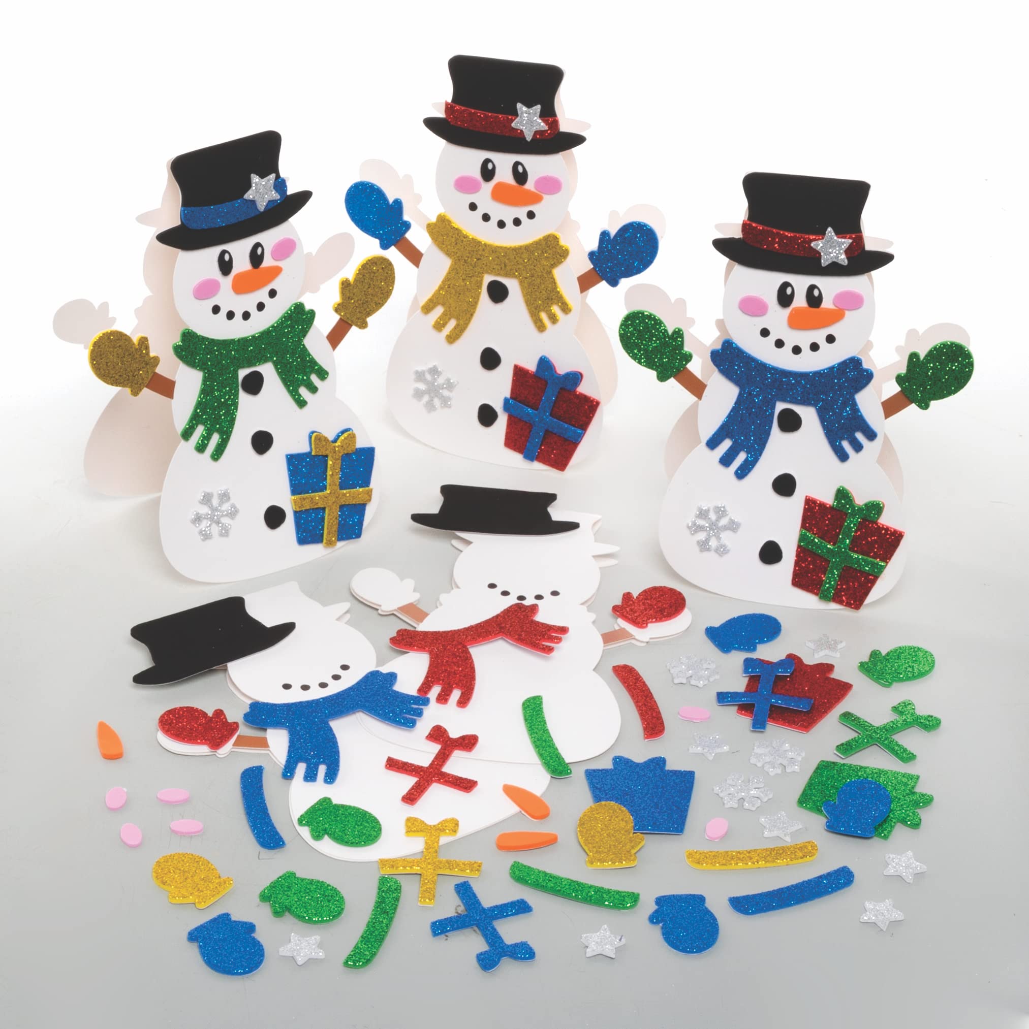 Baker Ross FC123 Snowman Card Kits - Pack of 6, Card Making Kit for Kids, Make Your Own Christmas Cards, Ideal Festive Arts and Crafts Project