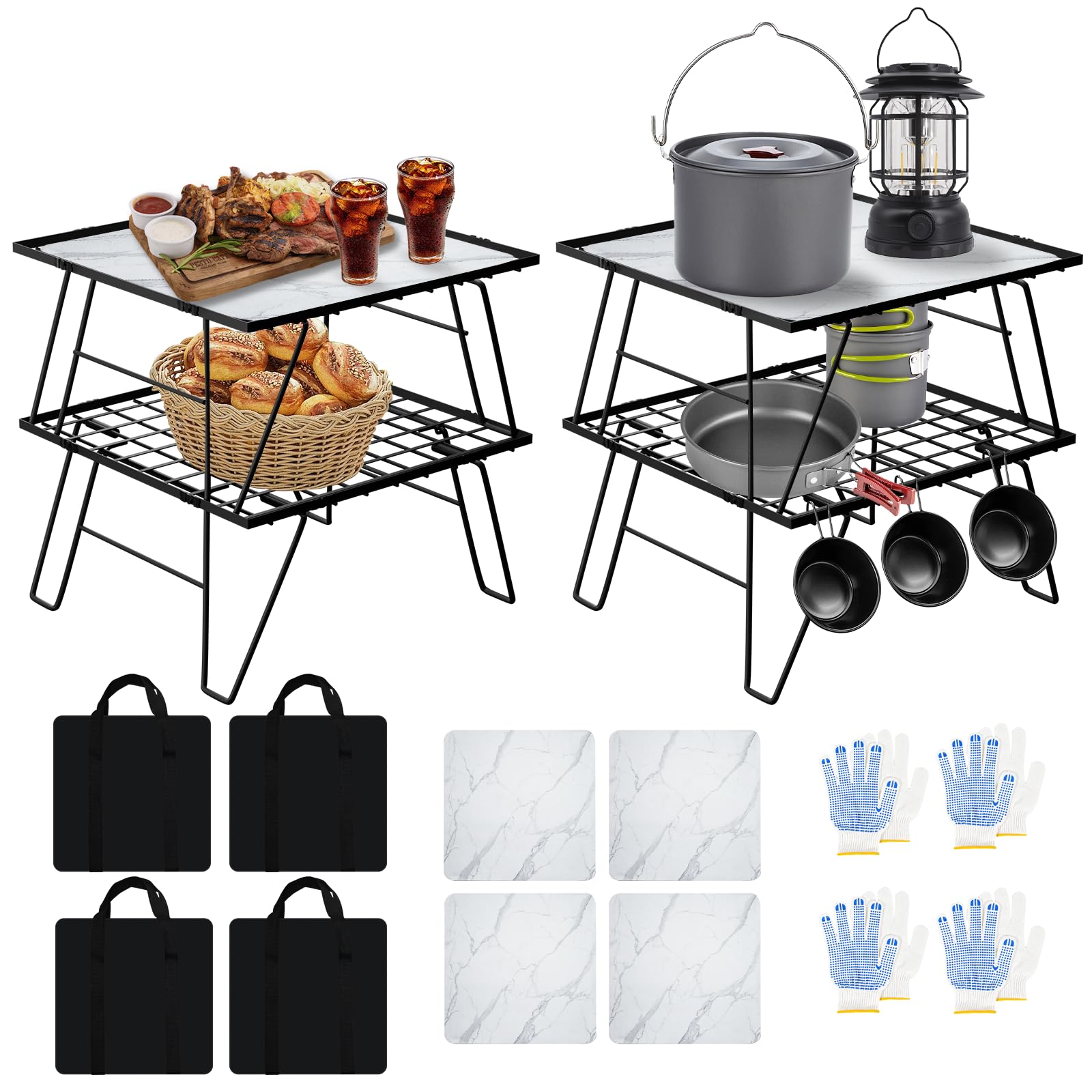 Photo 1 of YEYINGZHUO Portable Small Camping Table, 16" x 16" x 8" Lightweight Folding Table, Portable Outdoor Picnic Table with Carry Bag for Hiking, Camping, Picnicking, BBQ, Outdoor Cooking (4PCs)