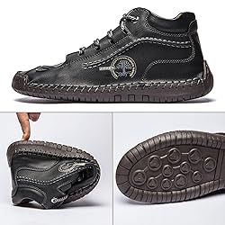 Dacomfy Men's Shoes Leather Work Boots Casual