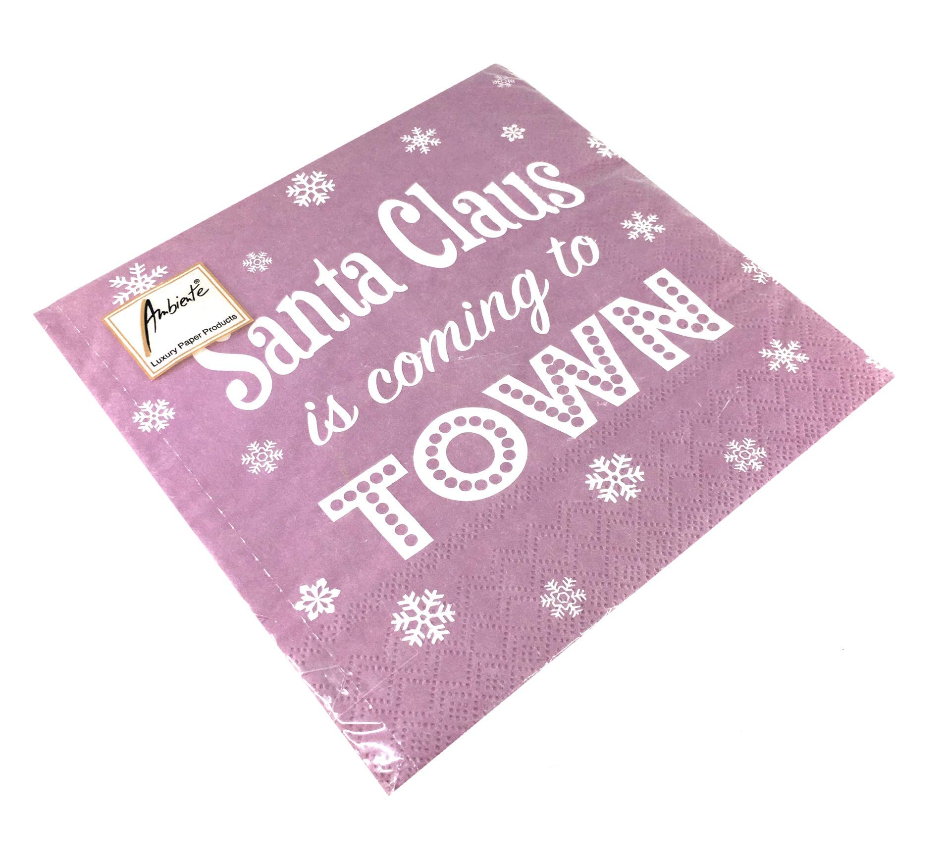 Paper Napkins Lunch Party Approx. 33 x 33 cm Autumn Christmas Winter Santa is Coming Lilac