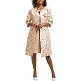 Women's Formal Church Dress Suit with Embossed Embroidery Long Jacket Church Set for Special Occasions or Wedding Parties