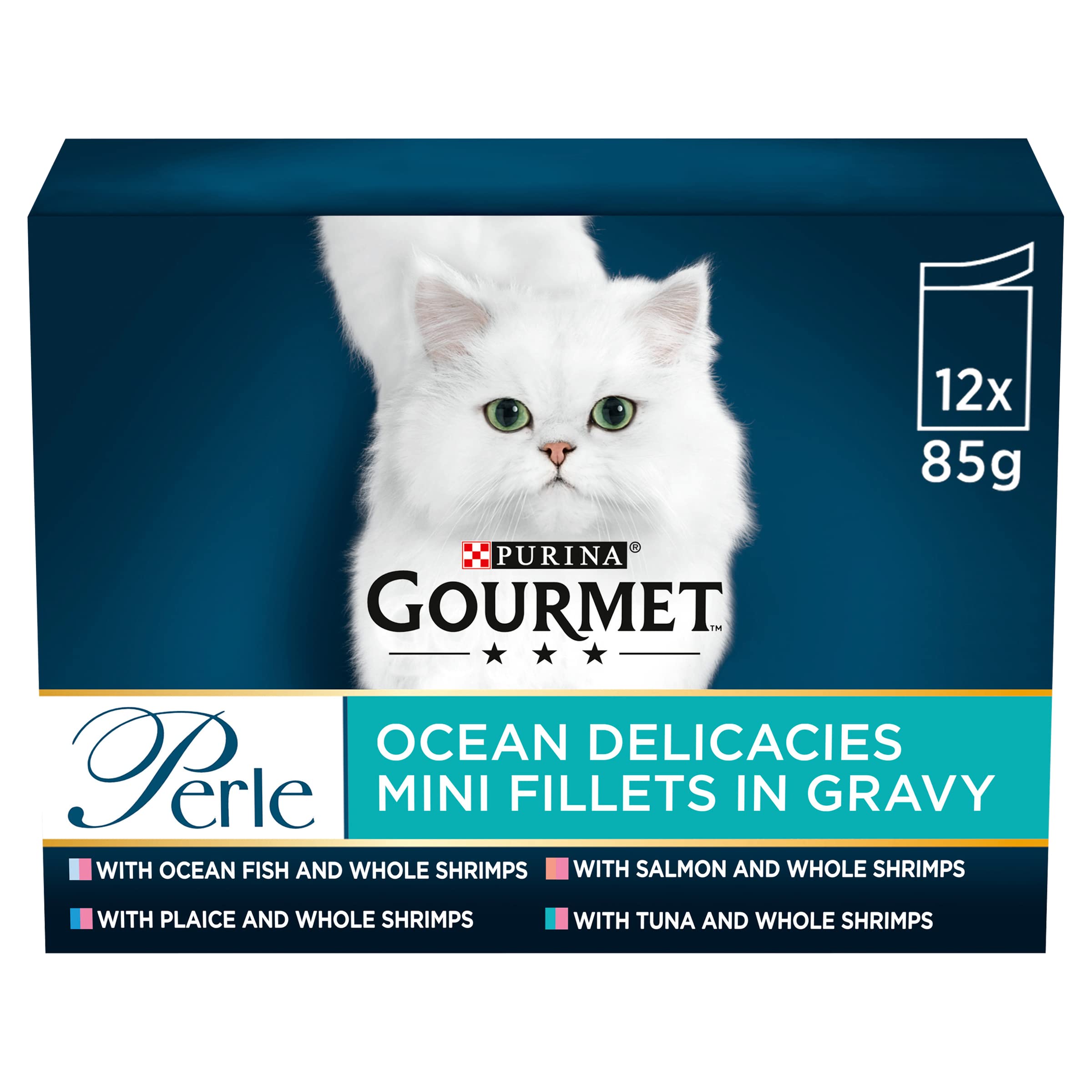 GOURMET Perle Ocean Delicacies in Gravy Wet Cat Food 12x85g (Pack of 4)