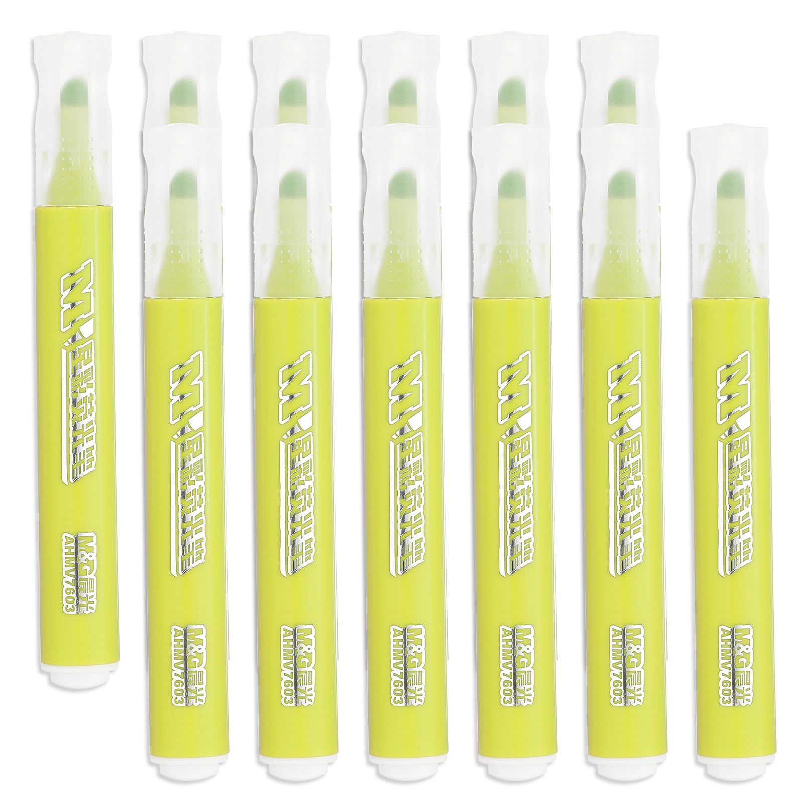 M&G Yellow Highlighter, 12 Pack, 4mm Broad Tip Nib, No Bleeds, Won't Smudge, Bright Colors, Transparent Ink, Education, Office