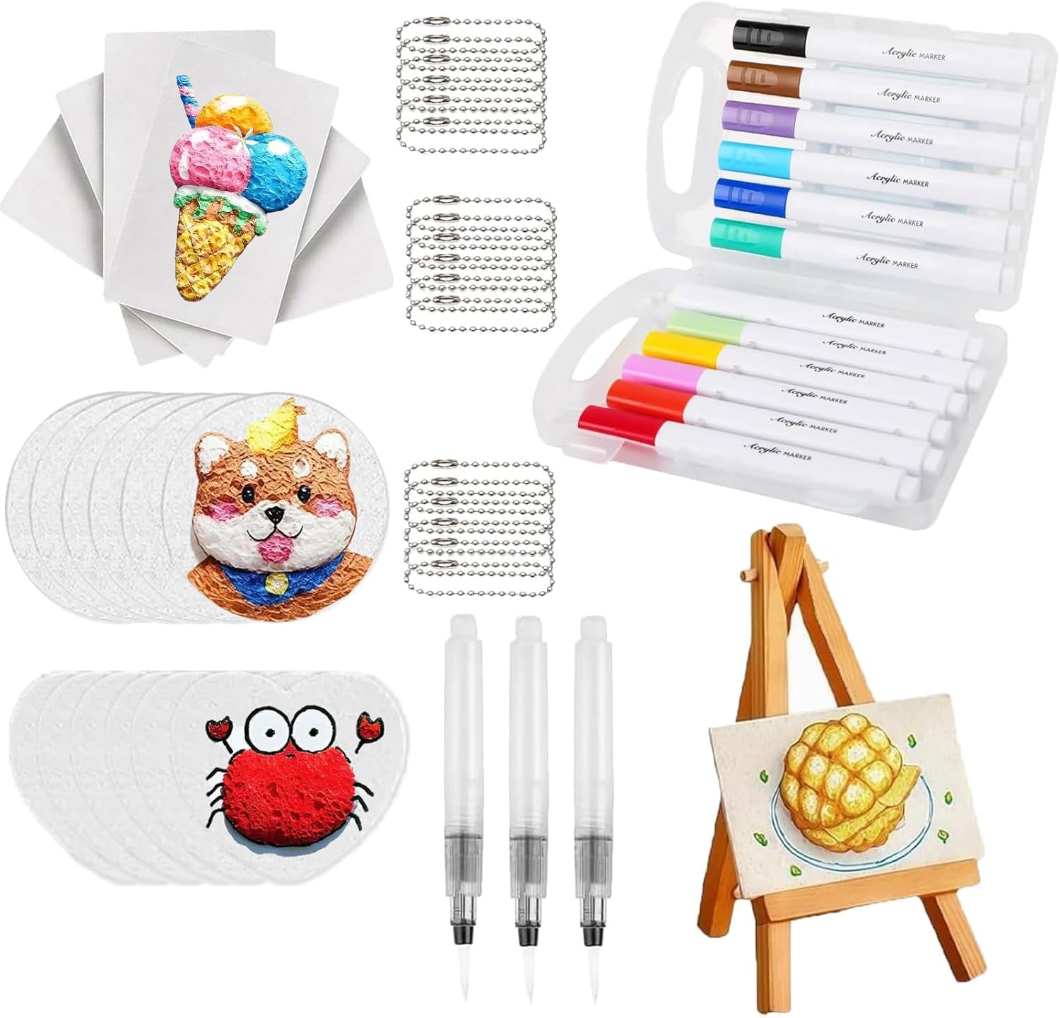 BEZHGOC Magic Puffy Paint, 52 Pcs Magic 3D Foam Texture Painting Kit, 3D Drawing Magic Canvas Sponge, DIY Bubble Drawing Pens Art Supplies