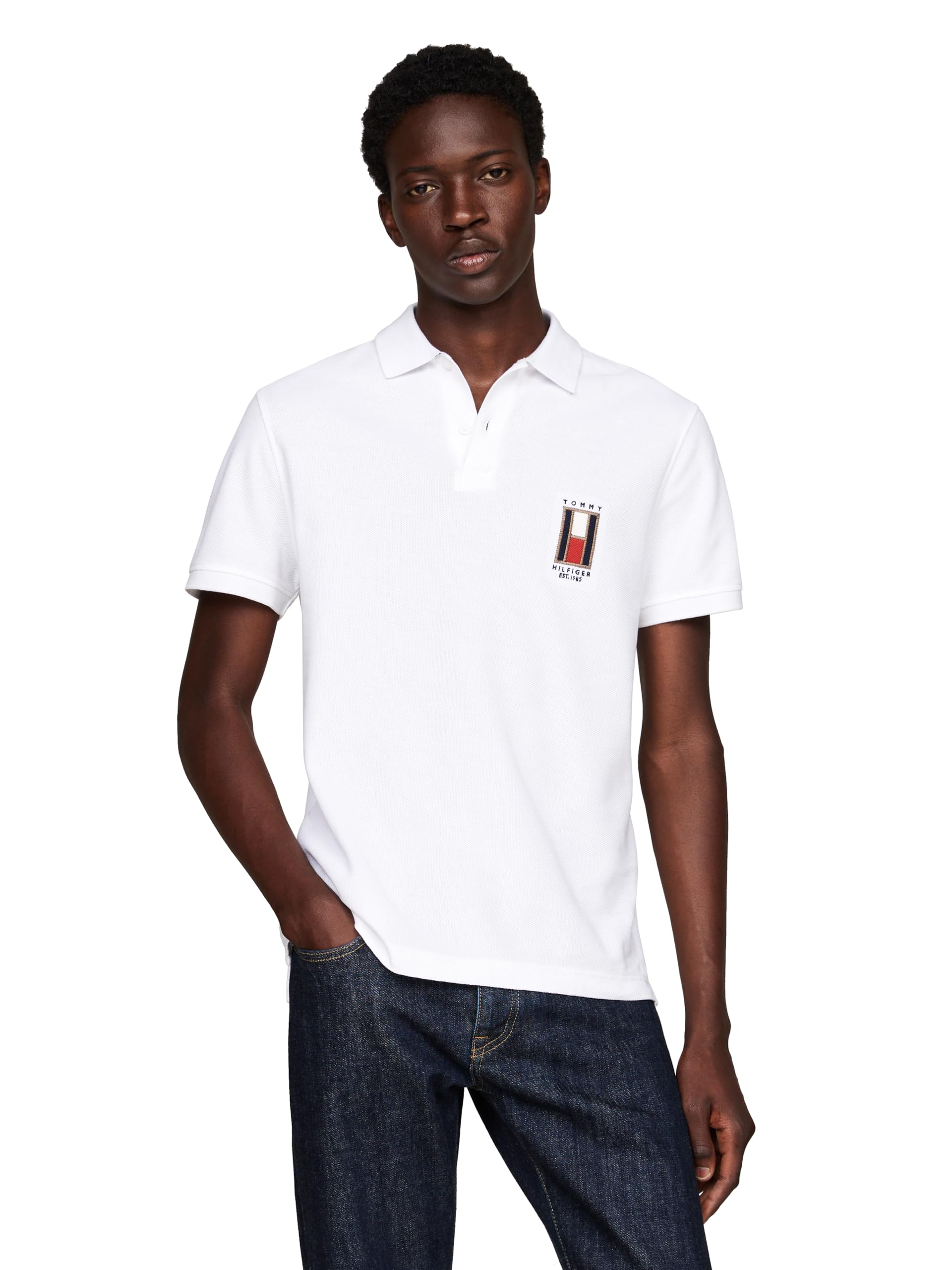 Tommy Hilfiger Men’s Vertical Flag Regular Short Sleeve Polo