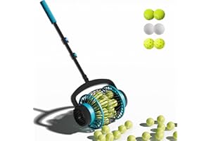 Lnmuzm Tennis Ball Collector Roller, No Bending Over Quick Rolling Picker. 2 Ways to get The Ball,Telescopic Tennis Ball Picker for 1.5"-3" Tennis/Golf/, Up to 20+ Tennis Balls
