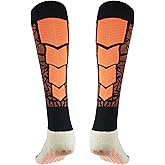 Luwint Knee-High Non Slip Compression Sports Socks, 1 Pair (Orange/Black)
