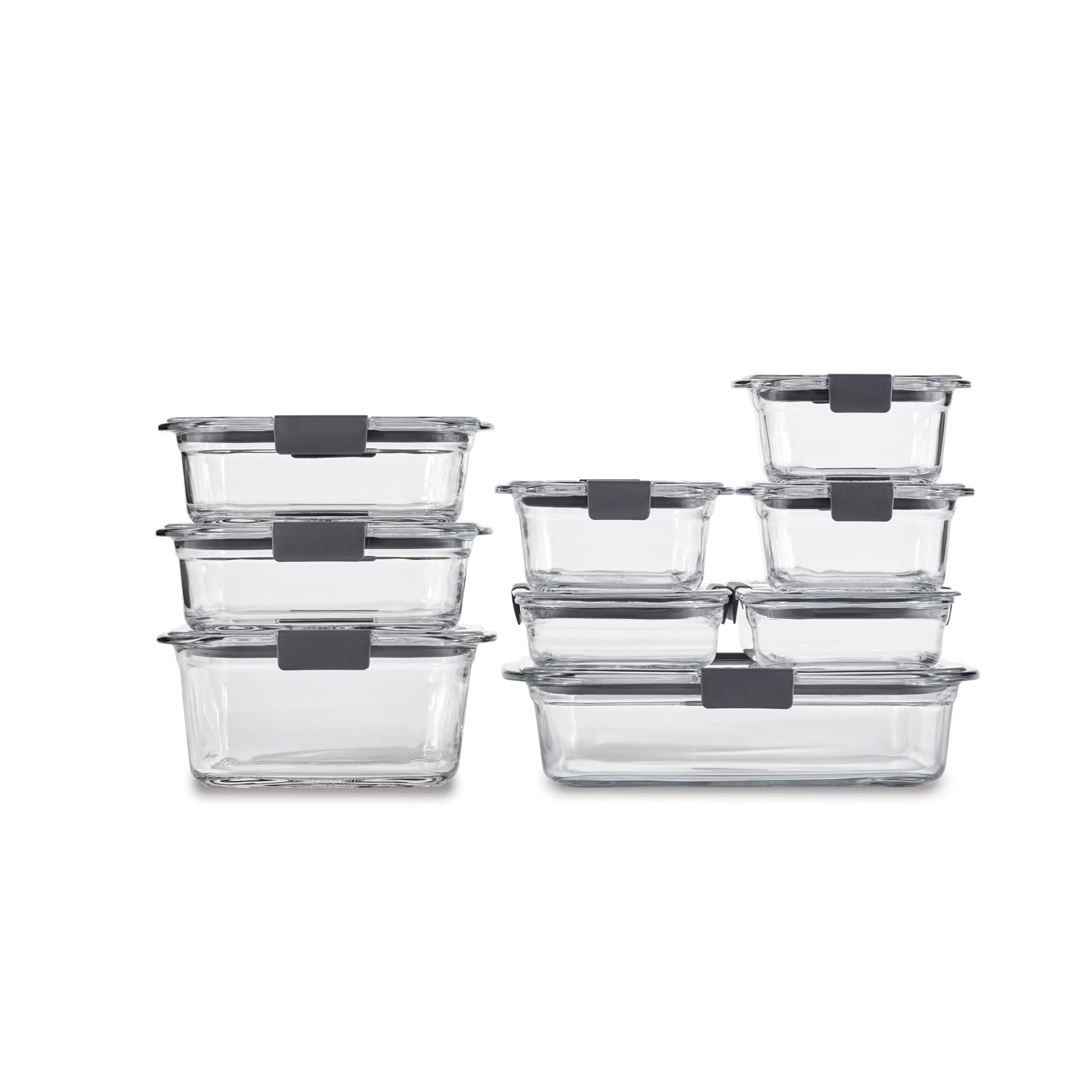 Photo 1 of Rubbermaid Brilliance Glass Food Storage Containers, Assorted Sizes, Set of 9, BPA-Free, Leak-Proof, Clear