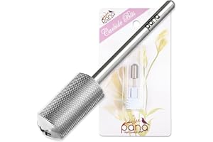 PANA 3/32" Large Smooth Round Top Safety Carbide Nail Drill Bit for Gel Polish & Acrylic Removal Nail Salon Manicure Pedicure Electric File Tools (Large Barrel - Silver, Extra Fine)