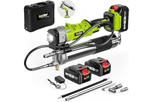 TaskStar Electric Grease Gun Kit: 12000 PSI 2-in-1 Battery Powered Grease Gun Cordless with 2 * 4.0AH Batteries, 90 Degree Coupler Adapter, Efficient for Farmers, Equipment Operators and Homeowners